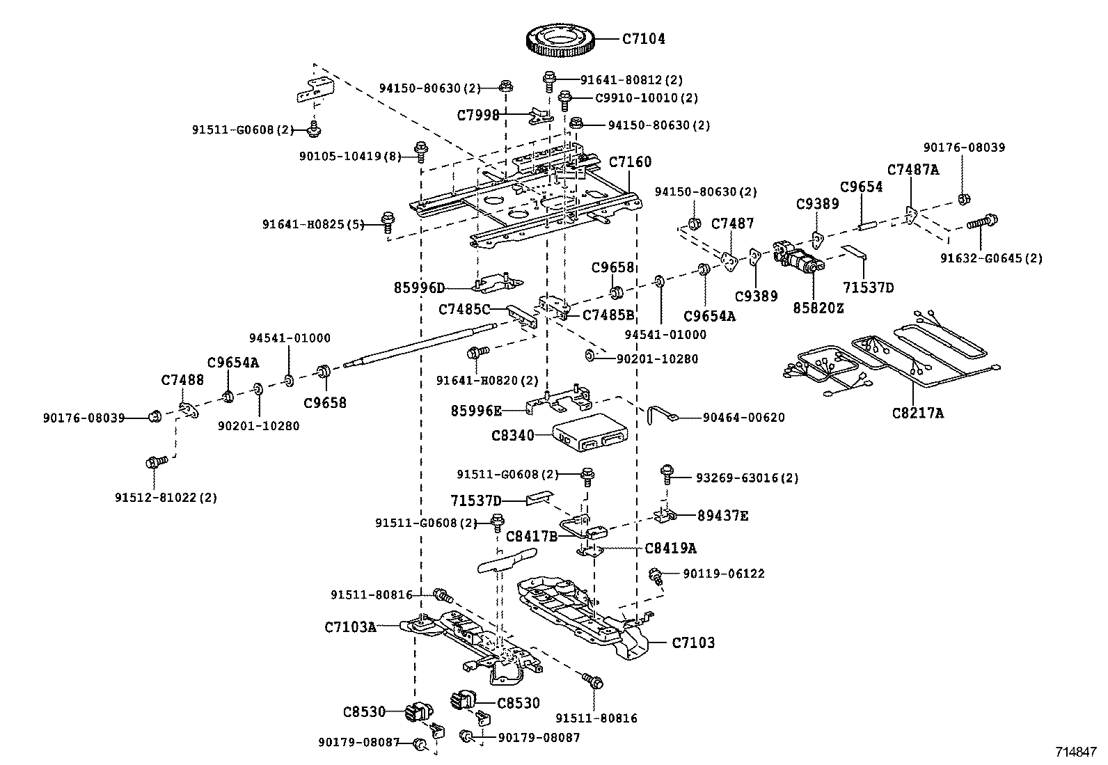 64099-43010 BASE SUB-ASSY, POWER LIFT ARM GUIDE product image