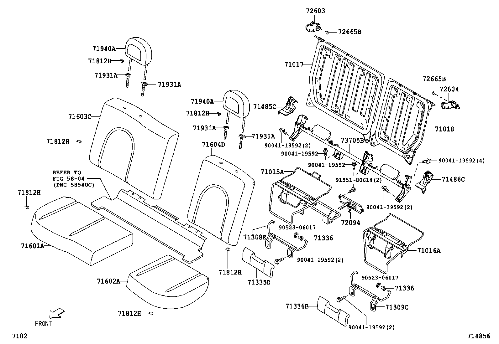 71033-B1020 LEG SUB-ASSY, REAR SEAT, REAR LH product image