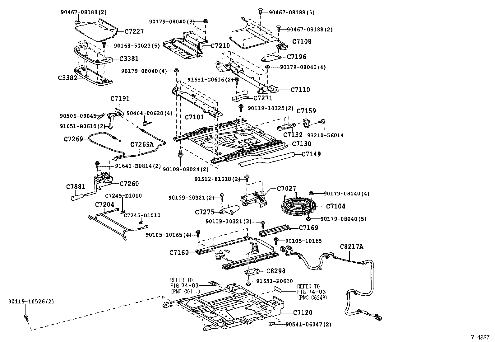 64099-43010 BASE SUB-ASSY, POWER LIFT ARM GUIDE product image