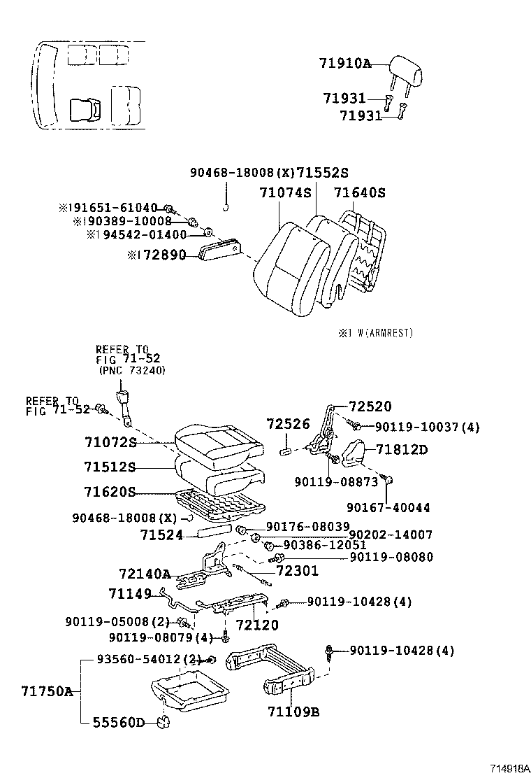 79103-0S030 FRAME SUB-ASSY, NO.1 SEAT BACK, RH product image