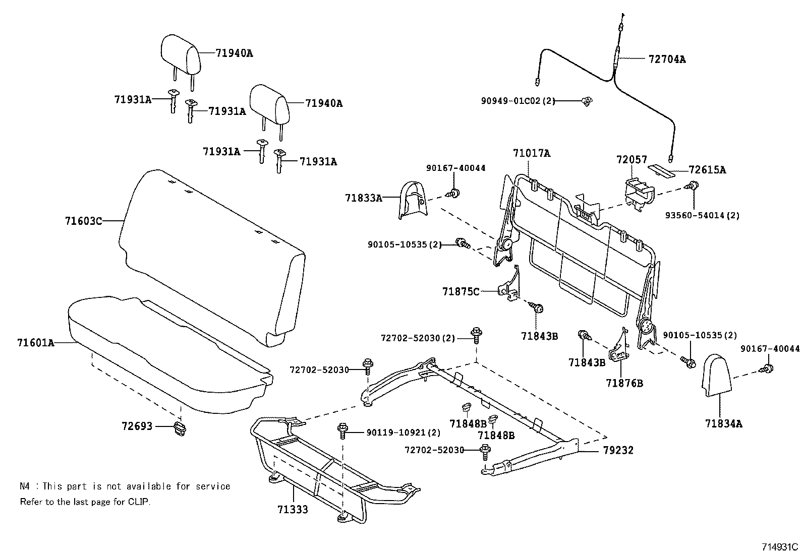 71017-52521 FRAME SUB-ASSY, REAR SEAT BACK, RH product image