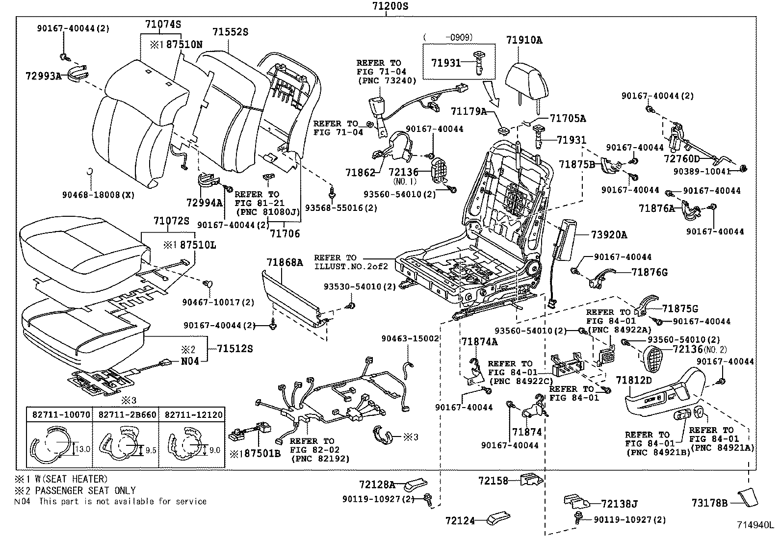 71120-30520 FRAME ASSY, FRONT SEAT W/ADJUSTER, LH product image
