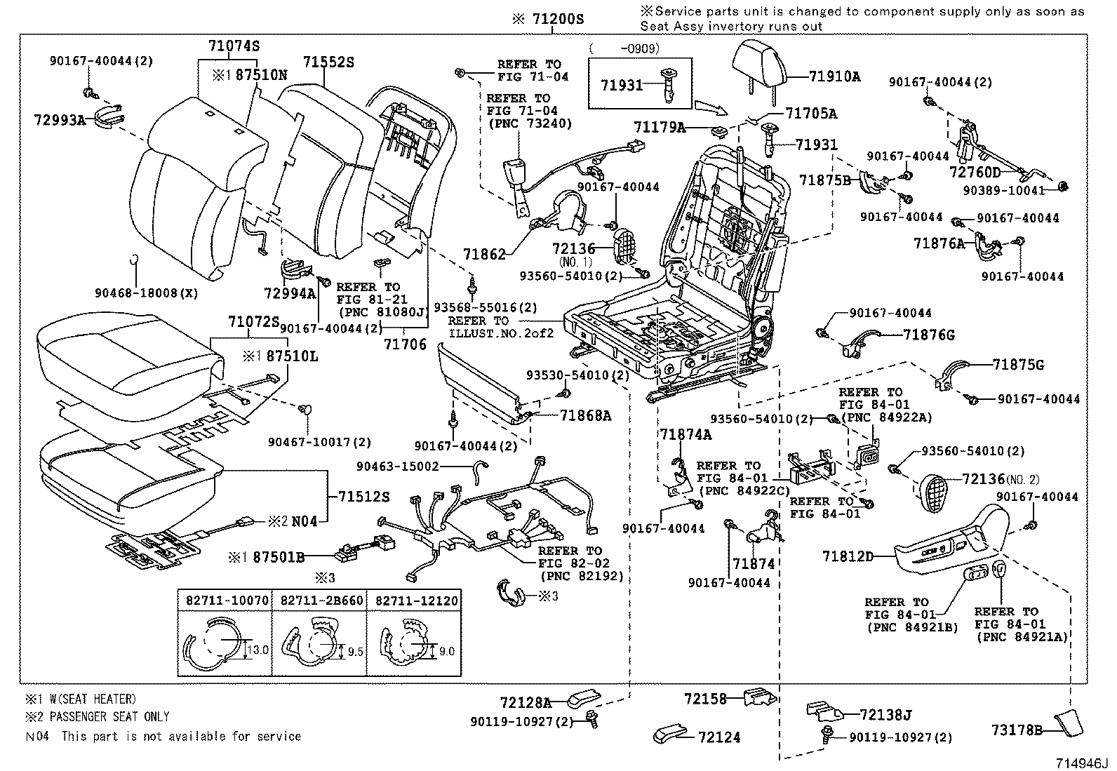 71502-30031 PAD, FRONT SEAT CUSHION, LH (FOR SEPARATE TYPE) product image