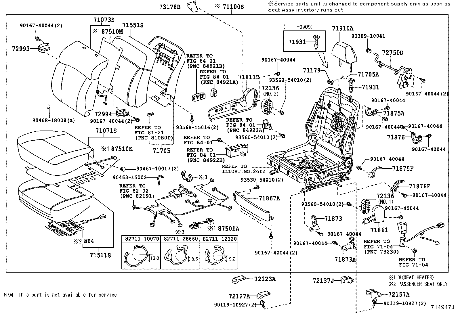 71502-30031 PAD, FRONT SEAT CUSHION, LH (FOR SEPARATE TYPE) product image