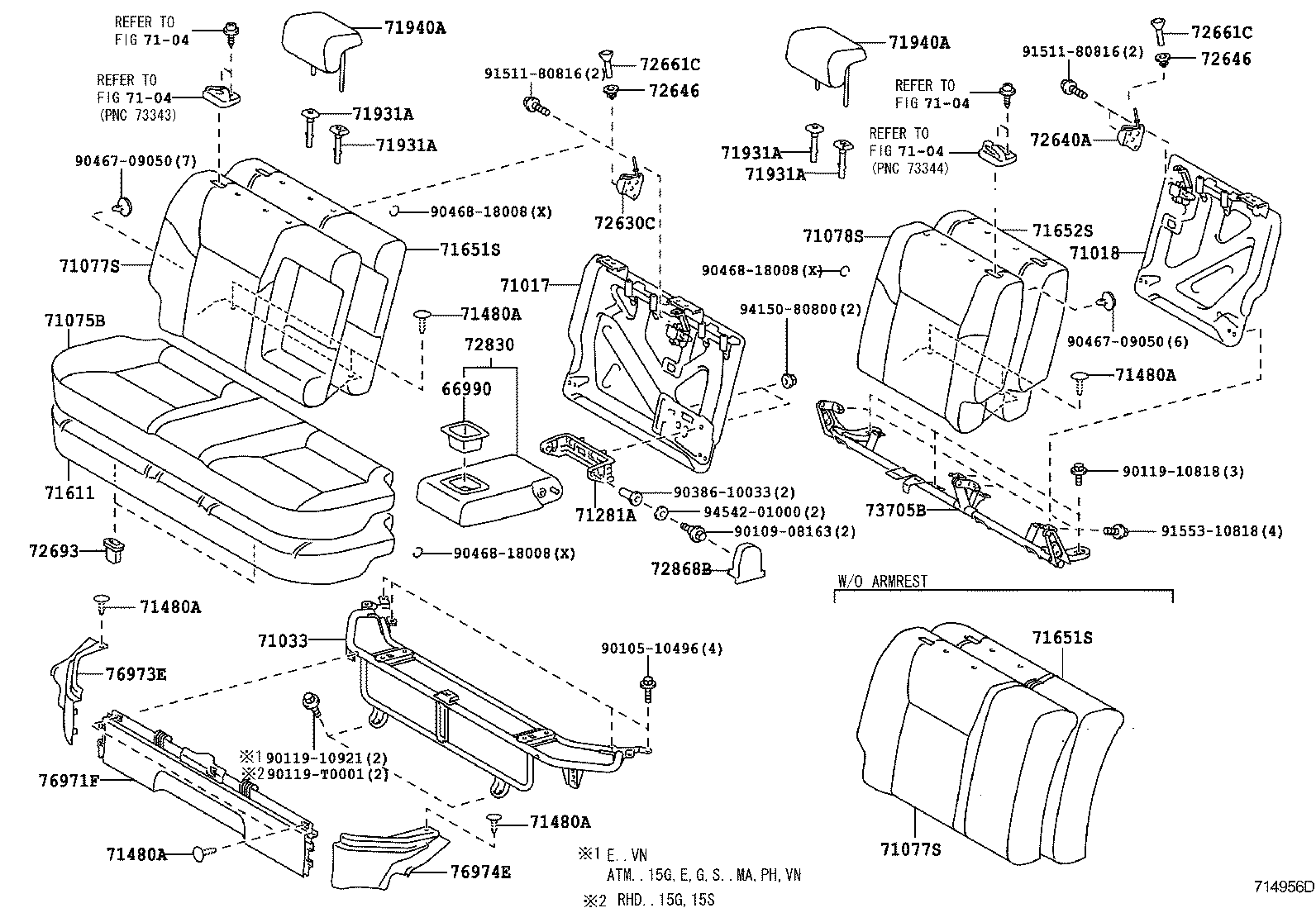 71033-0D030 LEG SUB-ASSY, REAR SEAT CUSHION product image