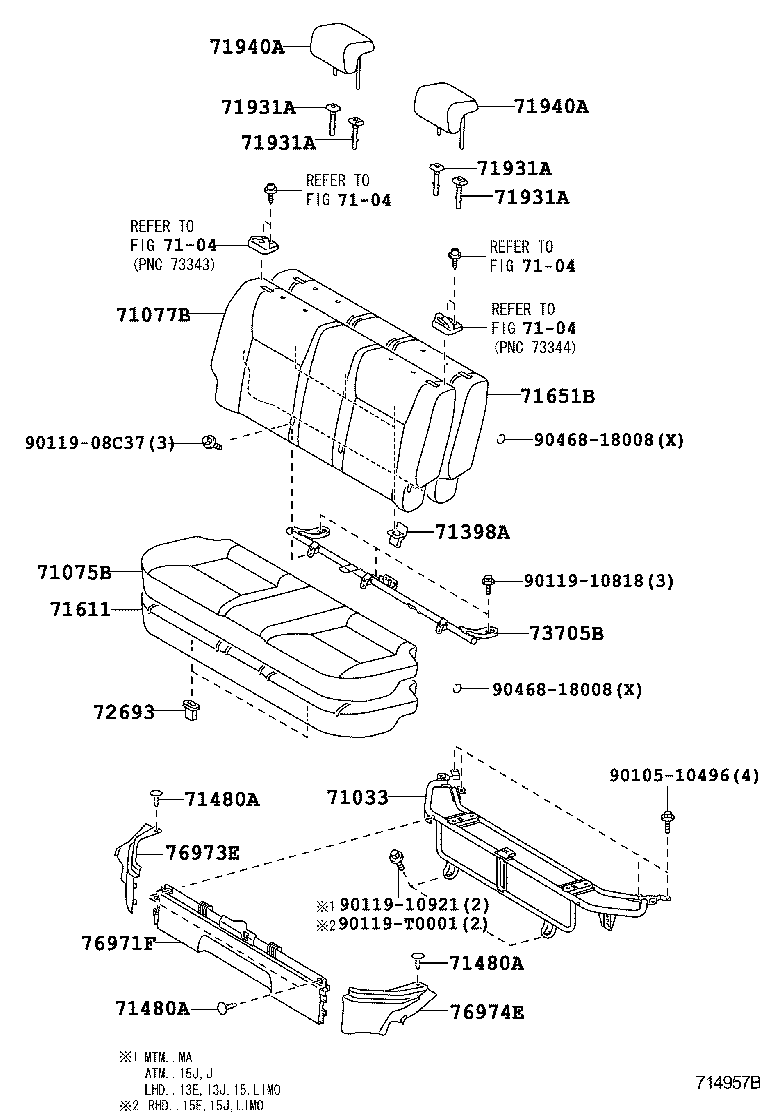 71033-0D030 LEG SUB-ASSY, REAR SEAT CUSHION product image