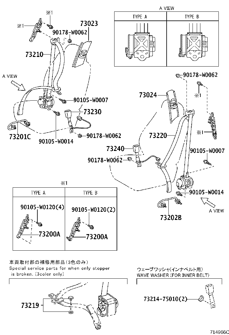 73023-02011-B1 PLATE SUB-ASSY, FRONT SHOULDER BELT ANCHOR, RH product image