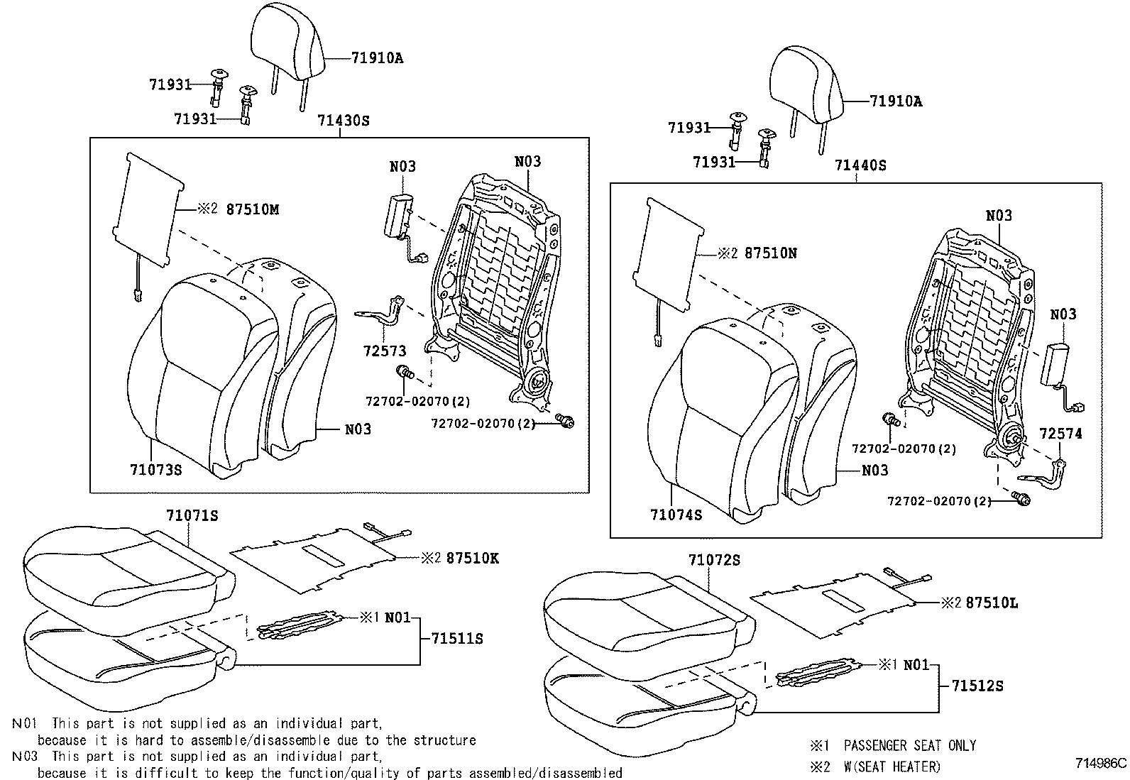 71502-02130 PAD, FRONT SEAT CUSHION, LH (FOR SEPARATE TYPE) product image