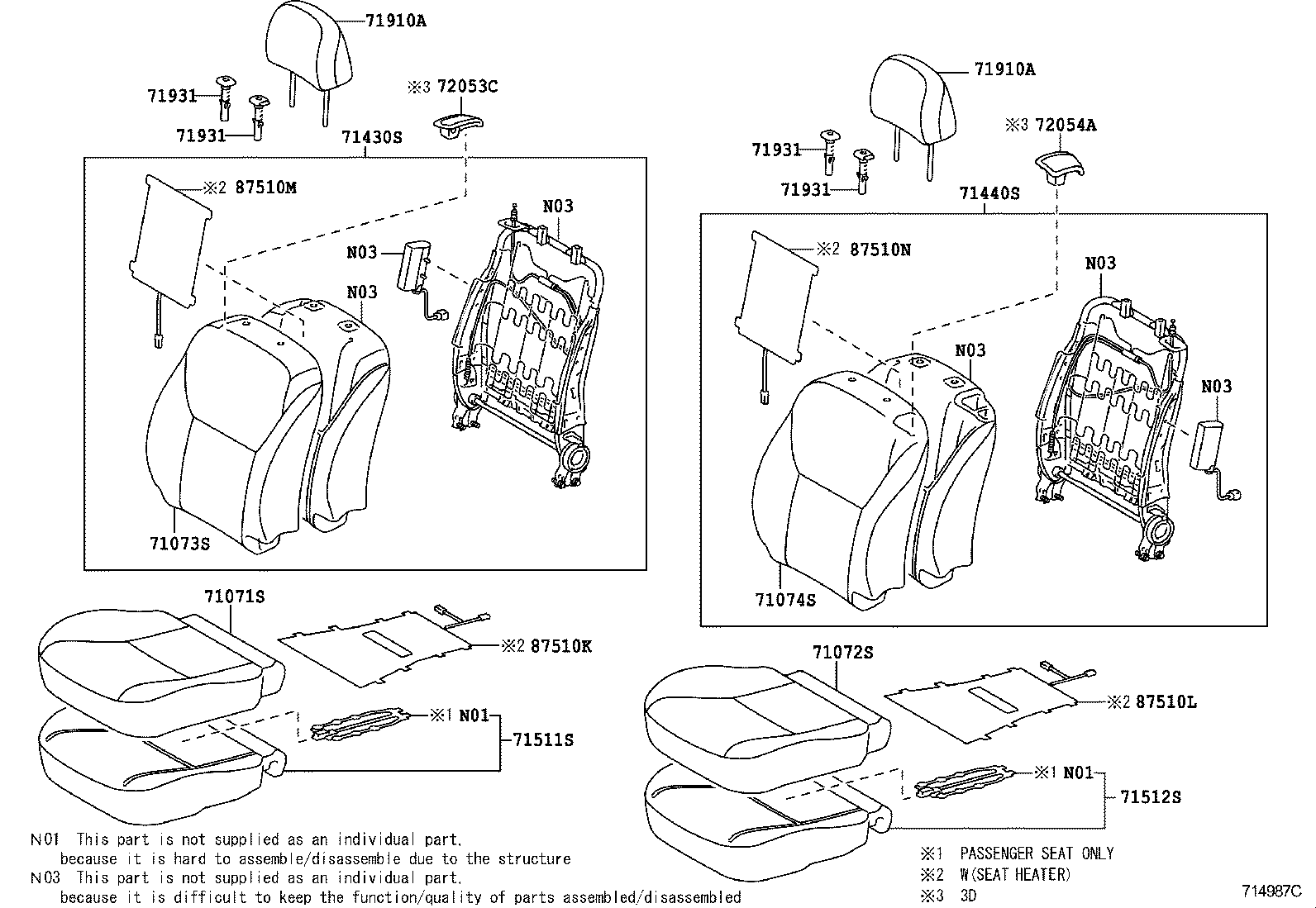 71502-02130 PAD, FRONT SEAT CUSHION, LH (FOR SEPARATE TYPE) product image