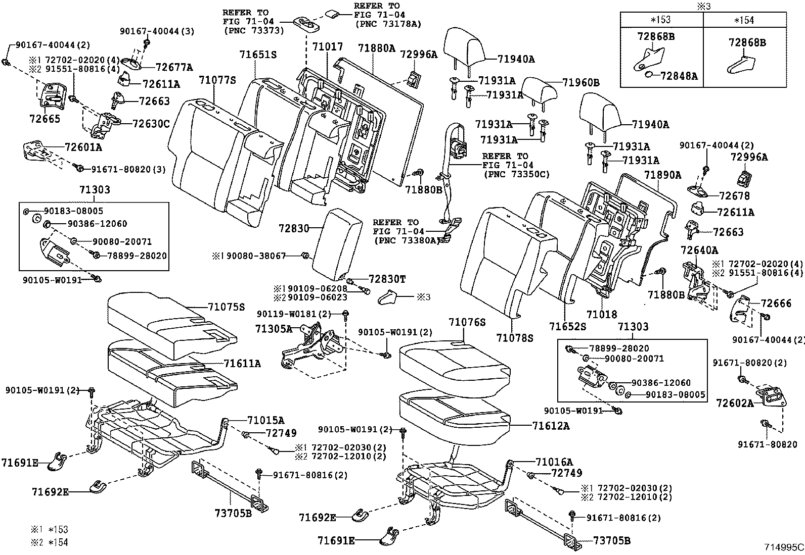71015-02150 FRAME SUB-ASSY, REAR SEAT CUSHION, RH product image