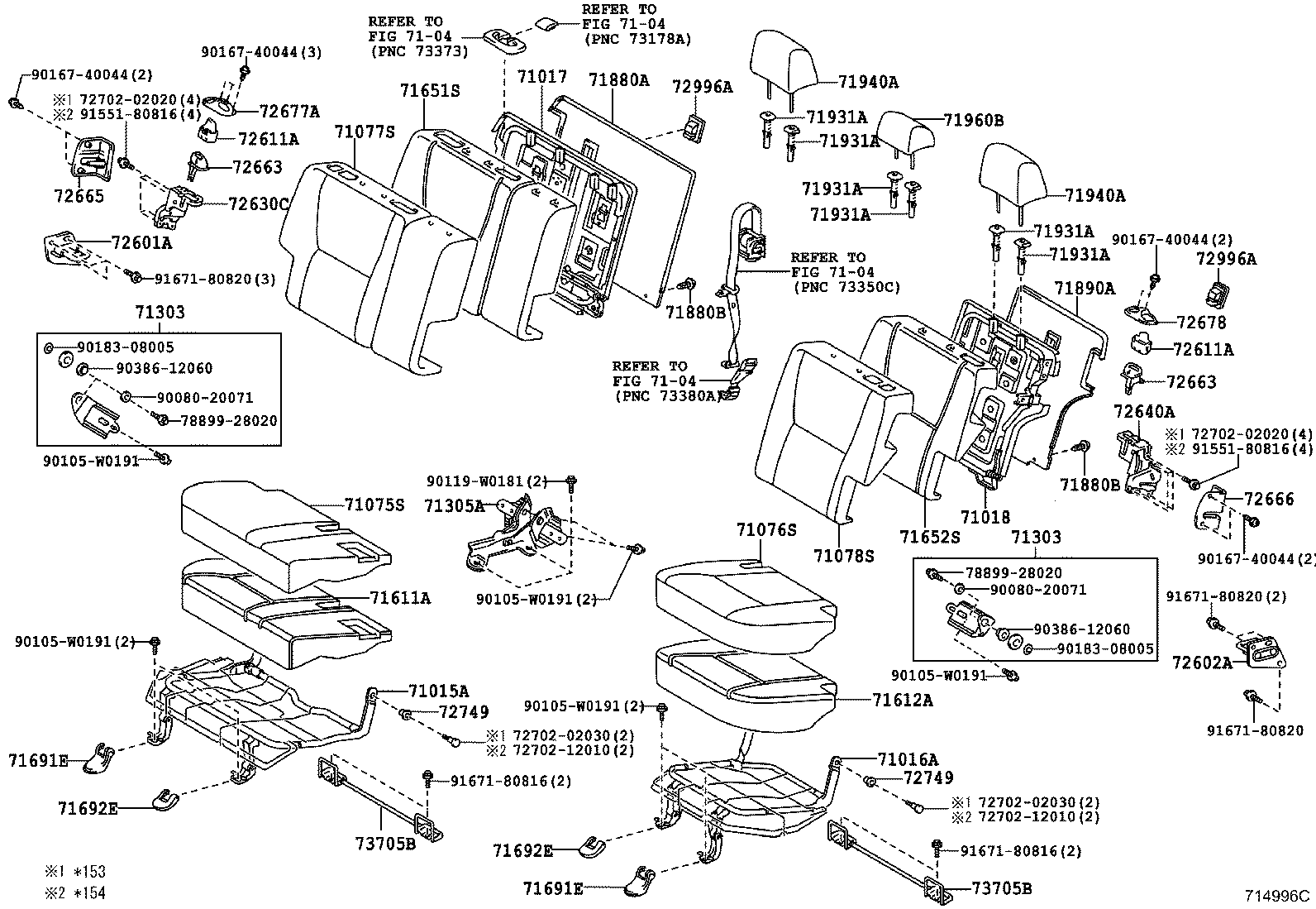 71015-02150 FRAME SUB-ASSY, REAR SEAT CUSHION, RH product image