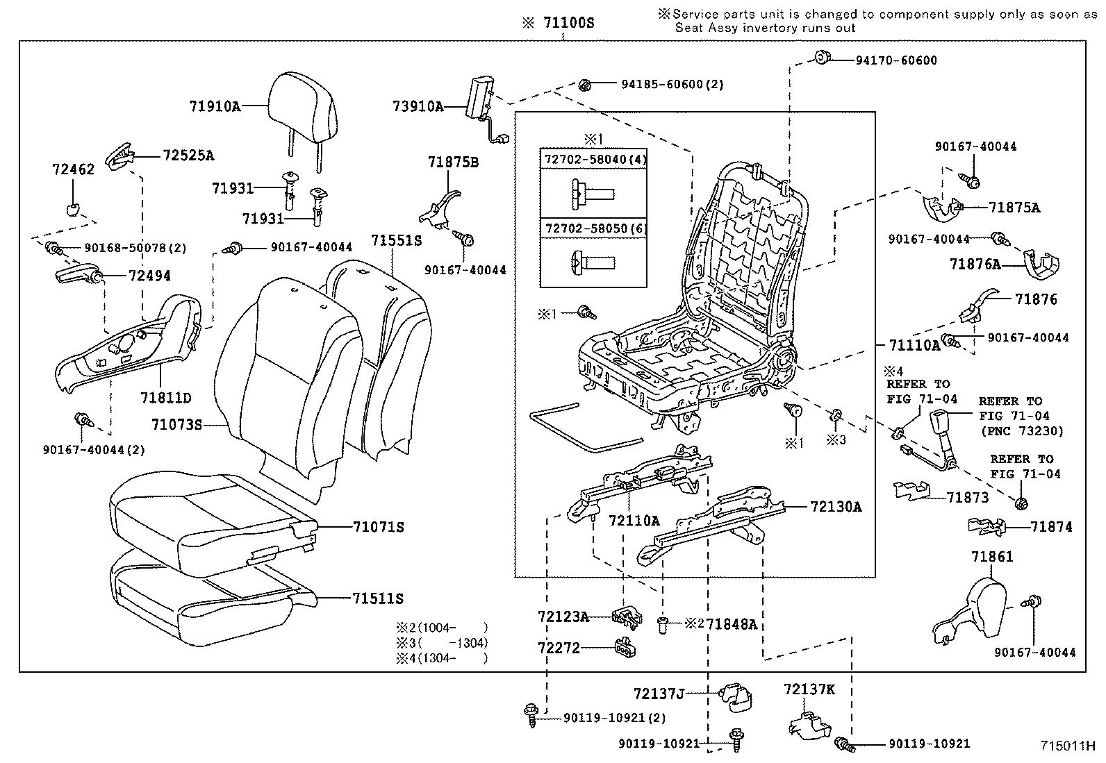 71120-12111 FRAME ASSY, FRONT SEAT W/ADJUSTER, LH product image