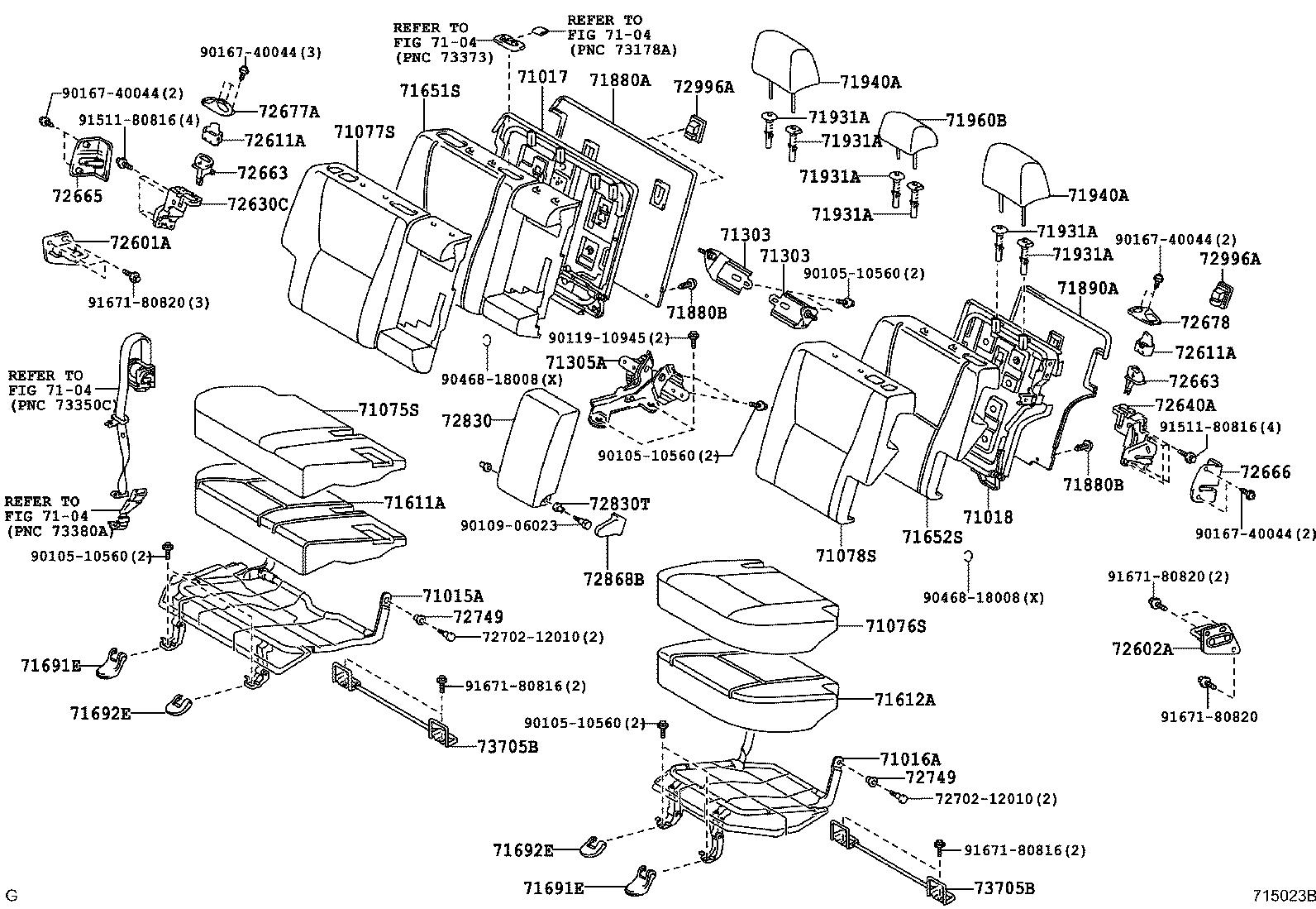 71017-12750 FRAME SUB-ASSY, REAR SEAT BACK, RH product image