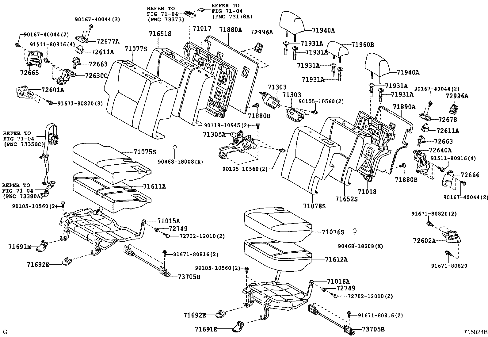 71017-12750 FRAME SUB-ASSY, REAR SEAT BACK, RH product image
