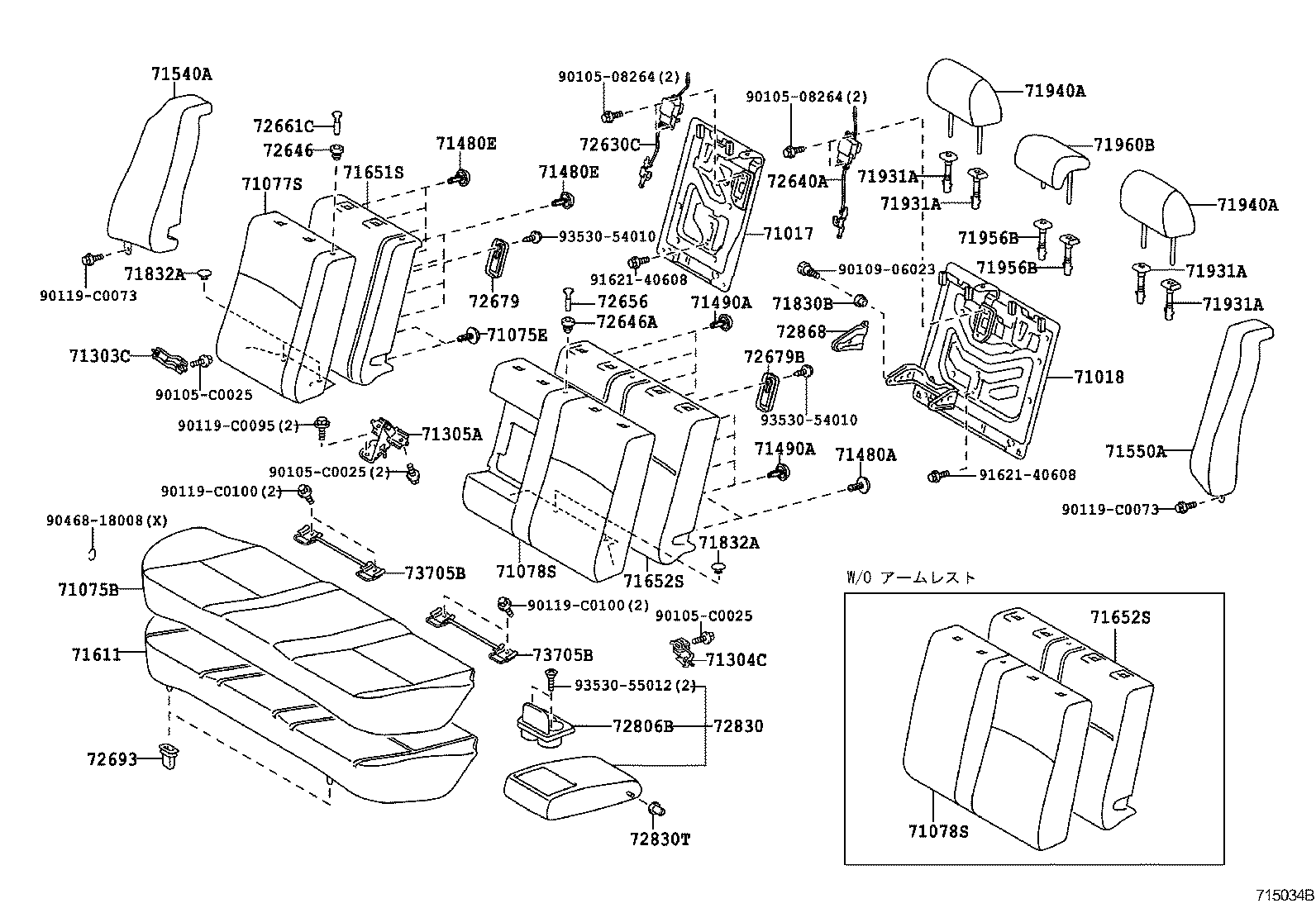 71017-02280 FRAME SUB-ASSY, REAR SEAT BACK, RH product image
