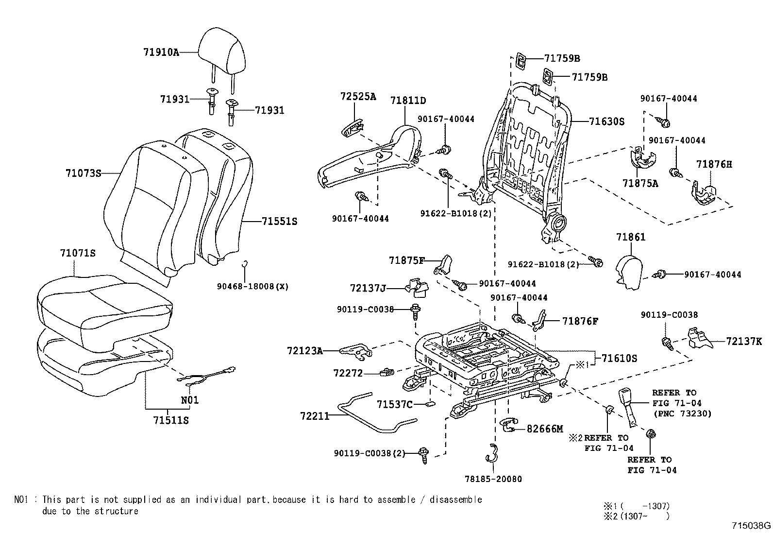 71630-02550 SPRING ASSY, FRONT SEAT BACK, RH(FOR SEPARATE TYPE) product image