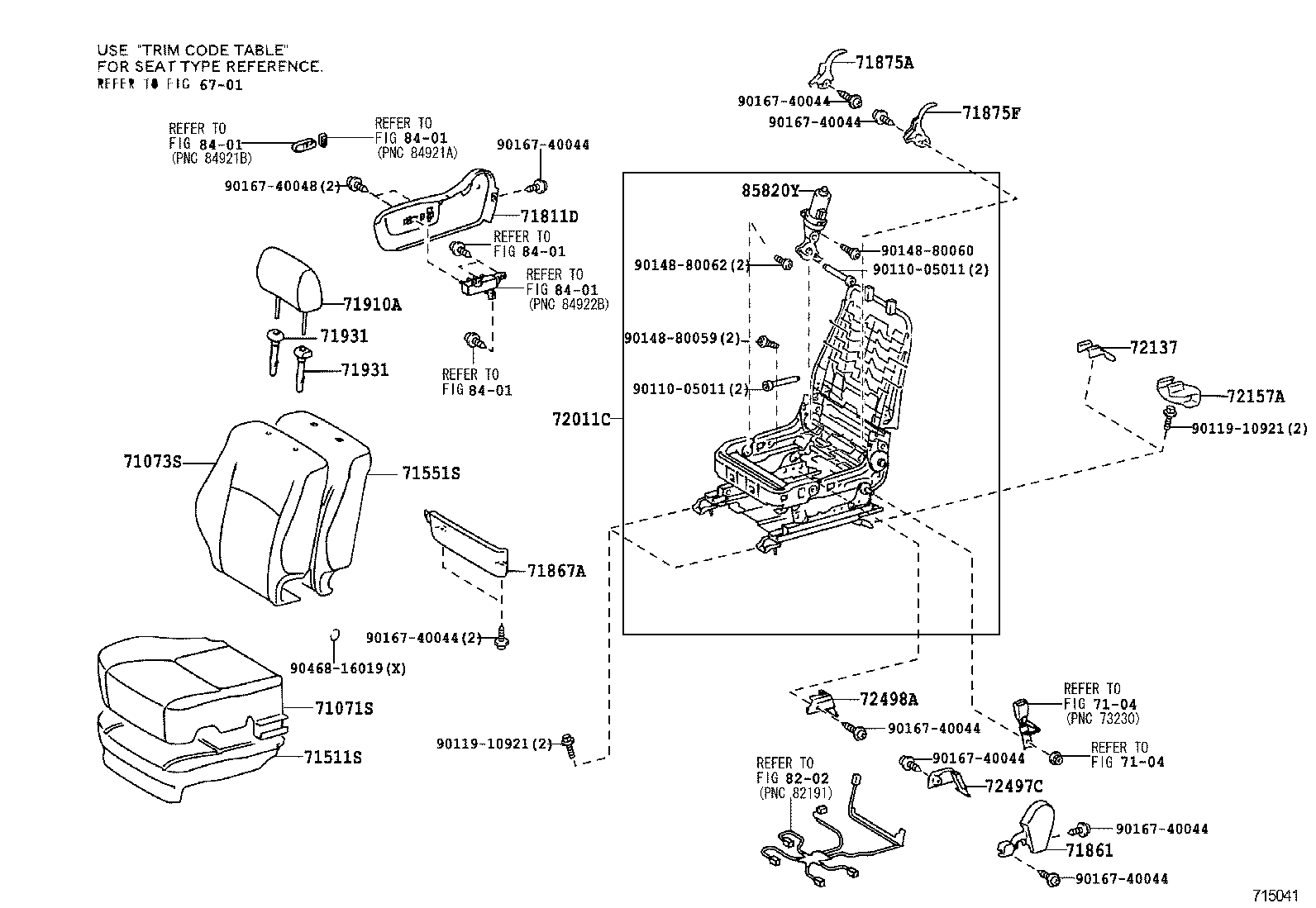 71502-63022 PAD, FRONT SEAT CUSHION, LH (FOR SEPARATE TYPE) product image