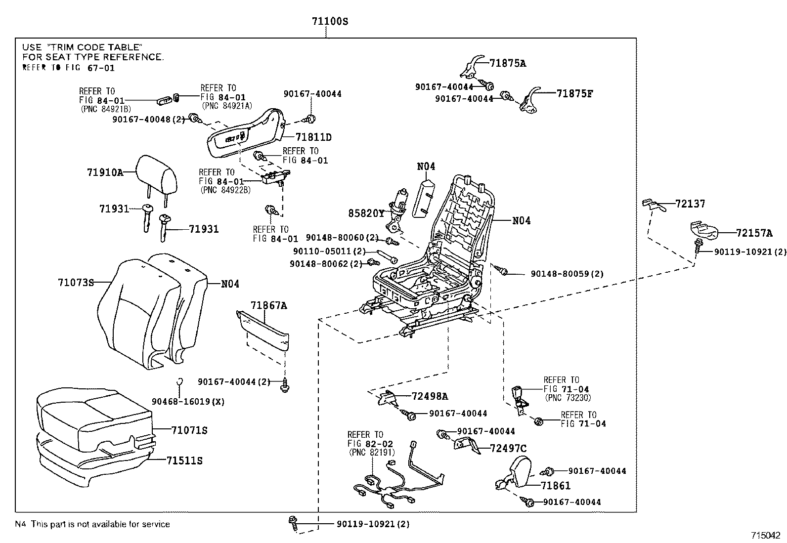71502-63022 PAD, FRONT SEAT CUSHION, LH (FOR SEPARATE TYPE) product image