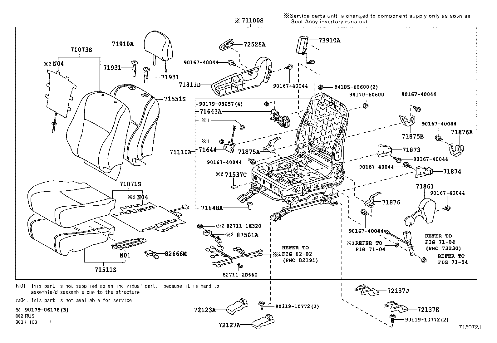 71511-48170 PAD, FRONT SEAT CUSHION, RH(FOR SEPARATE TYPE) product image