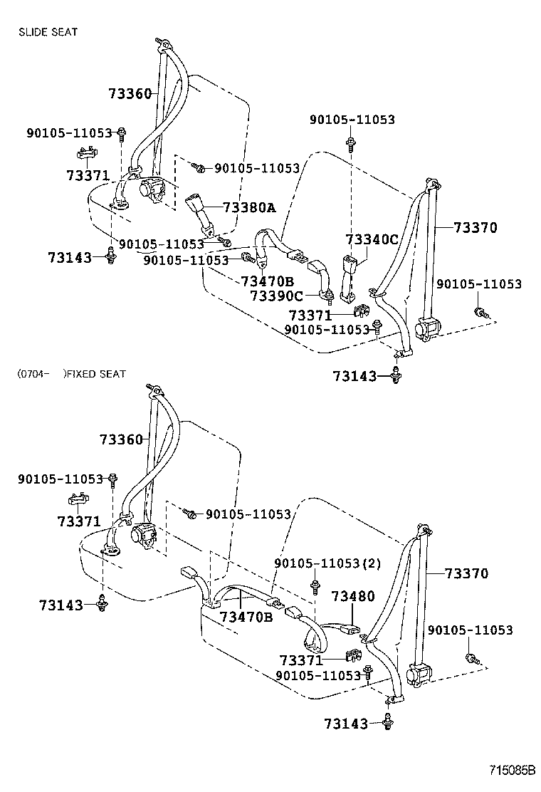 73470-52280-C0 BELT ASSY, REAR SEAT INNER W/CENTER, RH product image