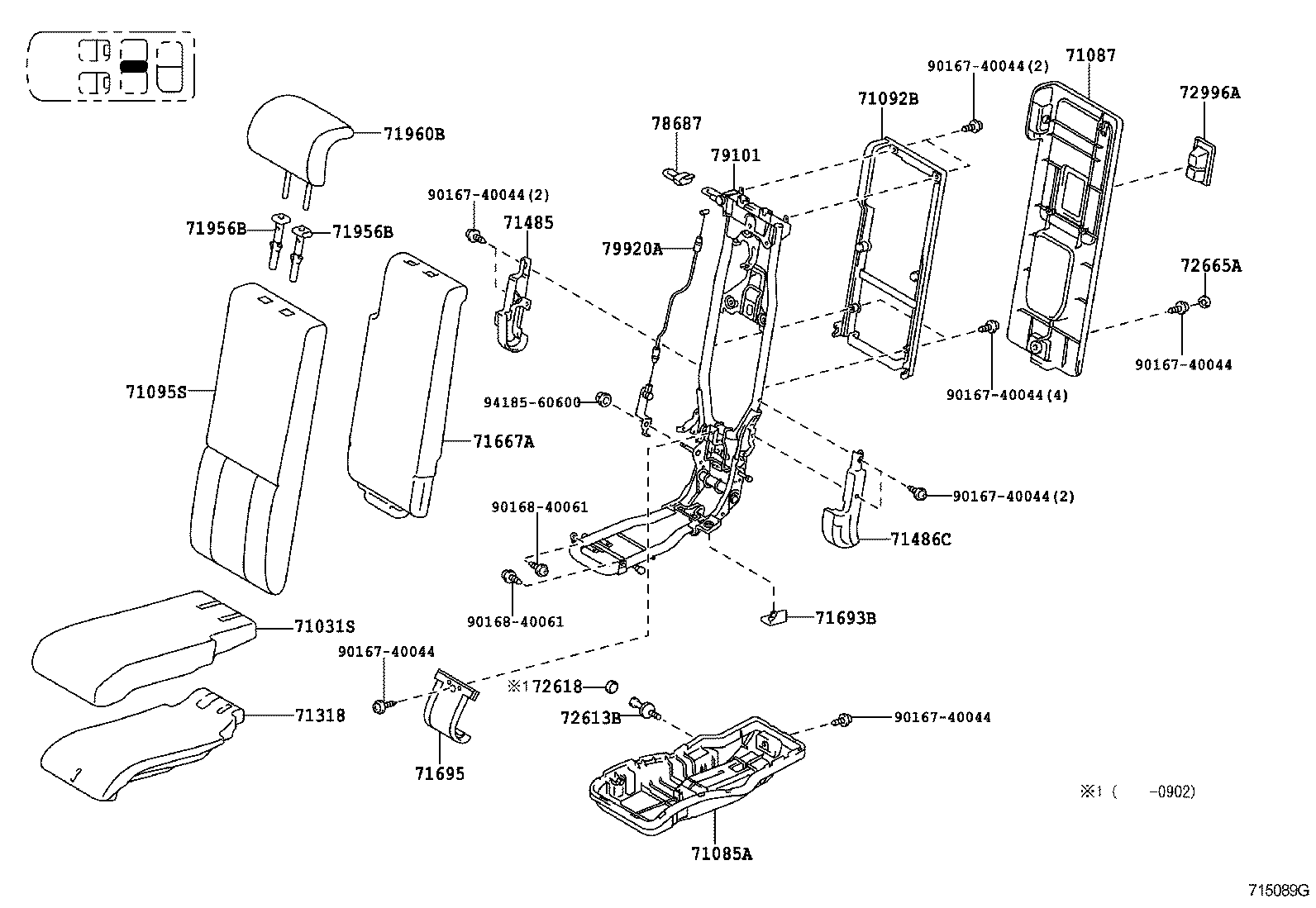 71017-48160 FRAME SUB-ASSY, REAR SEAT BACK, RH product image