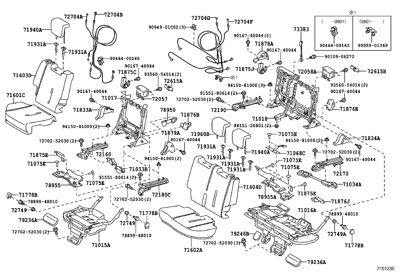 Toyota 71015-52410 FRAME SUB-ASSY, REAR SEAT CUSHION, RH