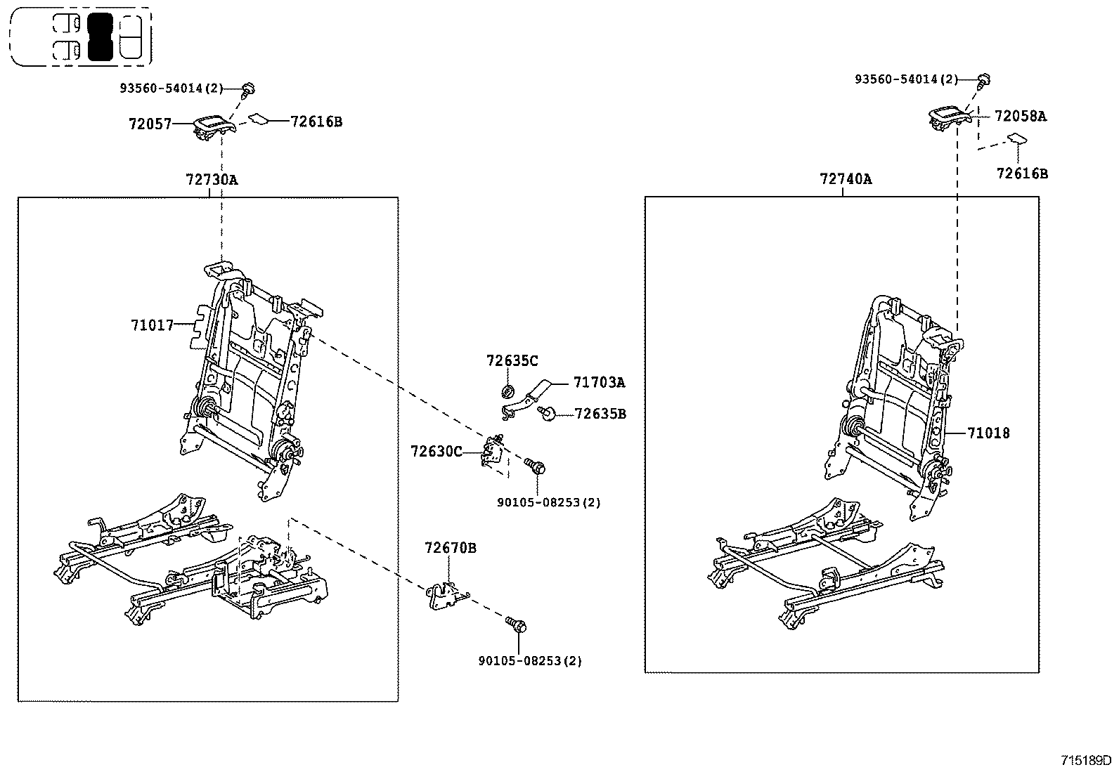 71017-48160 FRAME SUB-ASSY, REAR SEAT BACK, RH product image