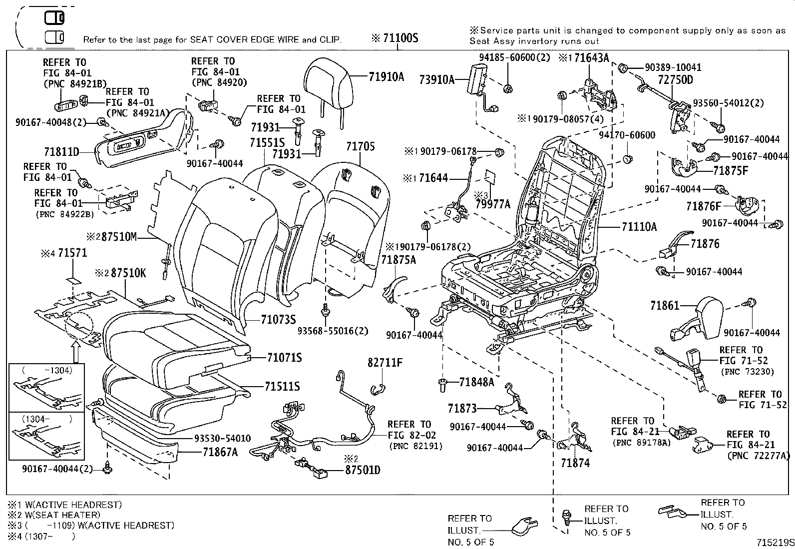 71033-60300 LEG SUB-ASSY, REAR SEAT CUSHION product image