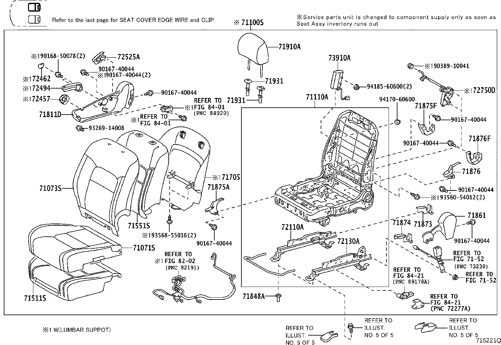 71033-60300 LEG SUB-ASSY, REAR SEAT CUSHION product image