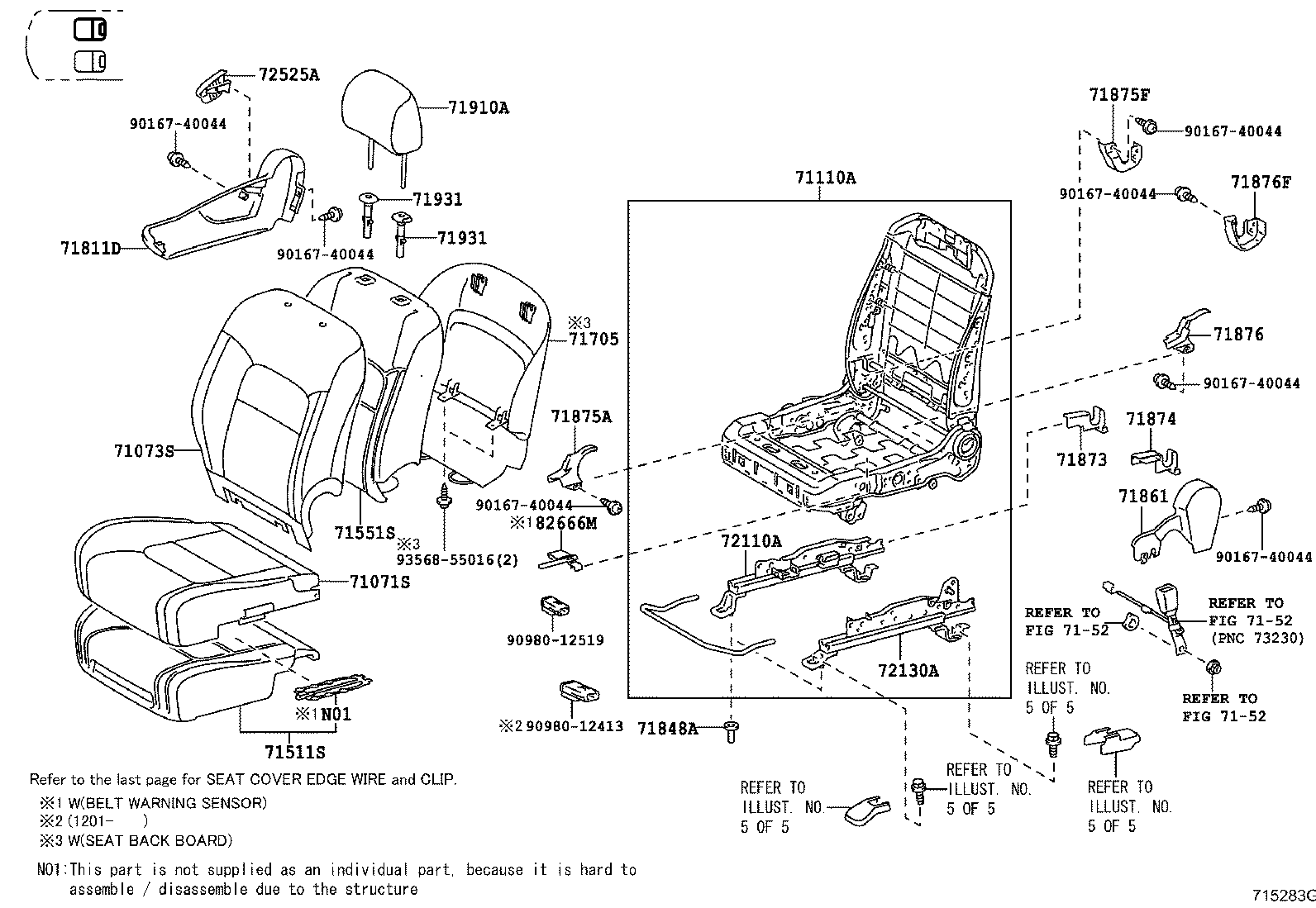 71033-60300 LEG SUB-ASSY, REAR SEAT CUSHION product image
