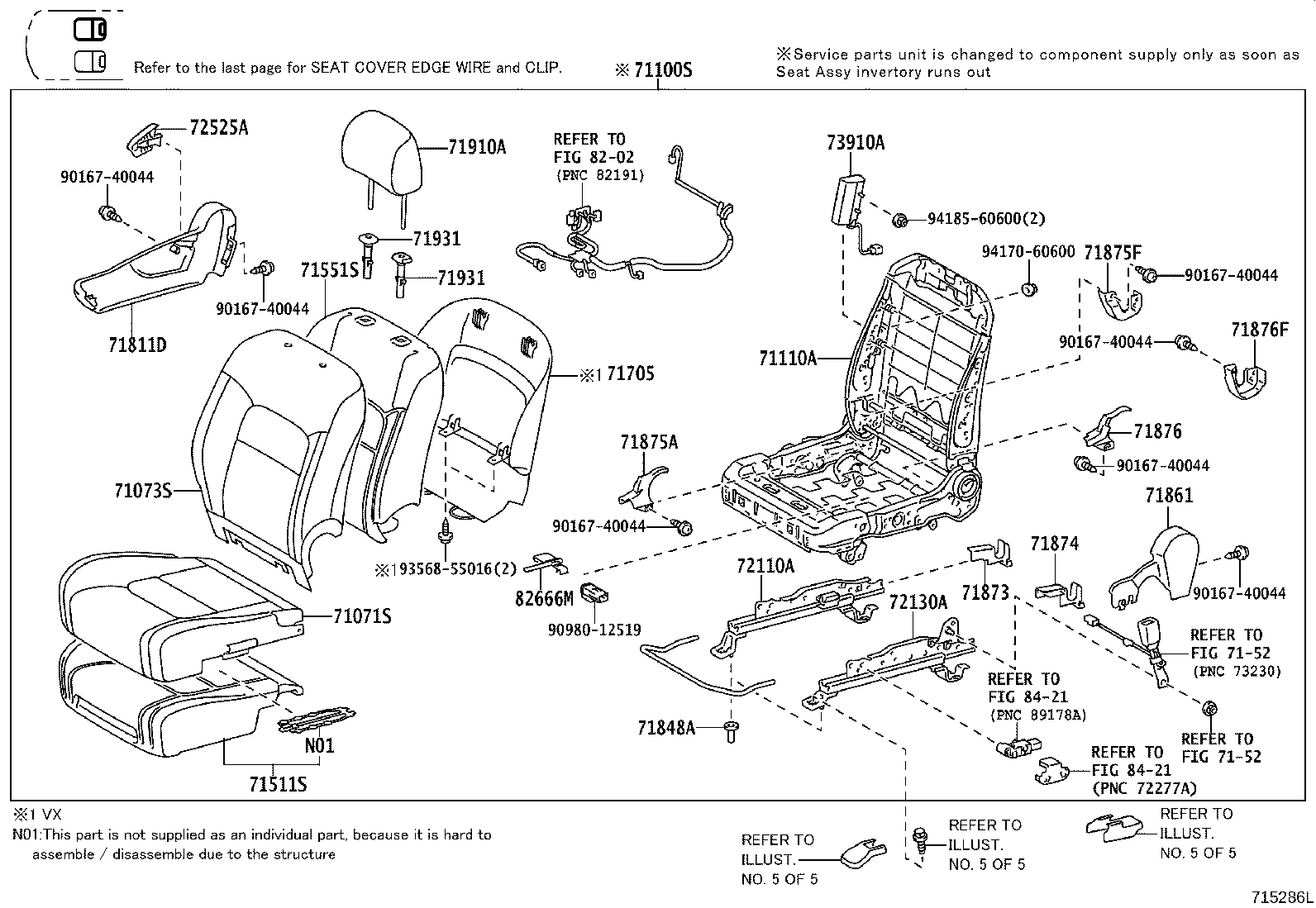 71033-60300 LEG SUB-ASSY, REAR SEAT CUSHION product image
