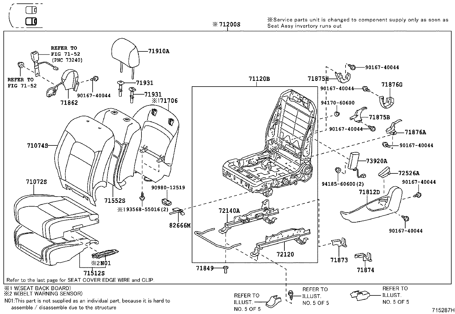 71033-60300 LEG SUB-ASSY, REAR SEAT CUSHION product image
