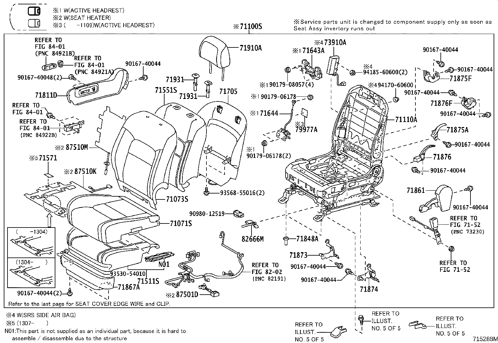 71033-60300 LEG SUB-ASSY, REAR SEAT CUSHION product image