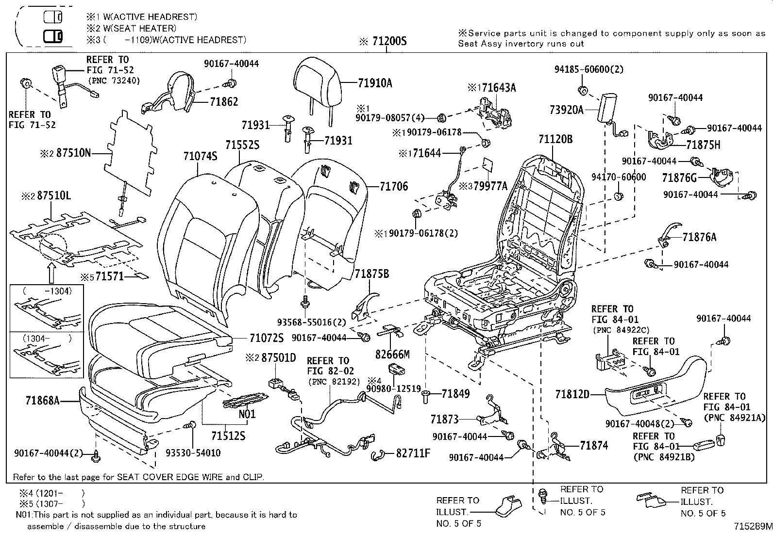 71033-60300 LEG SUB-ASSY, REAR SEAT CUSHION product image