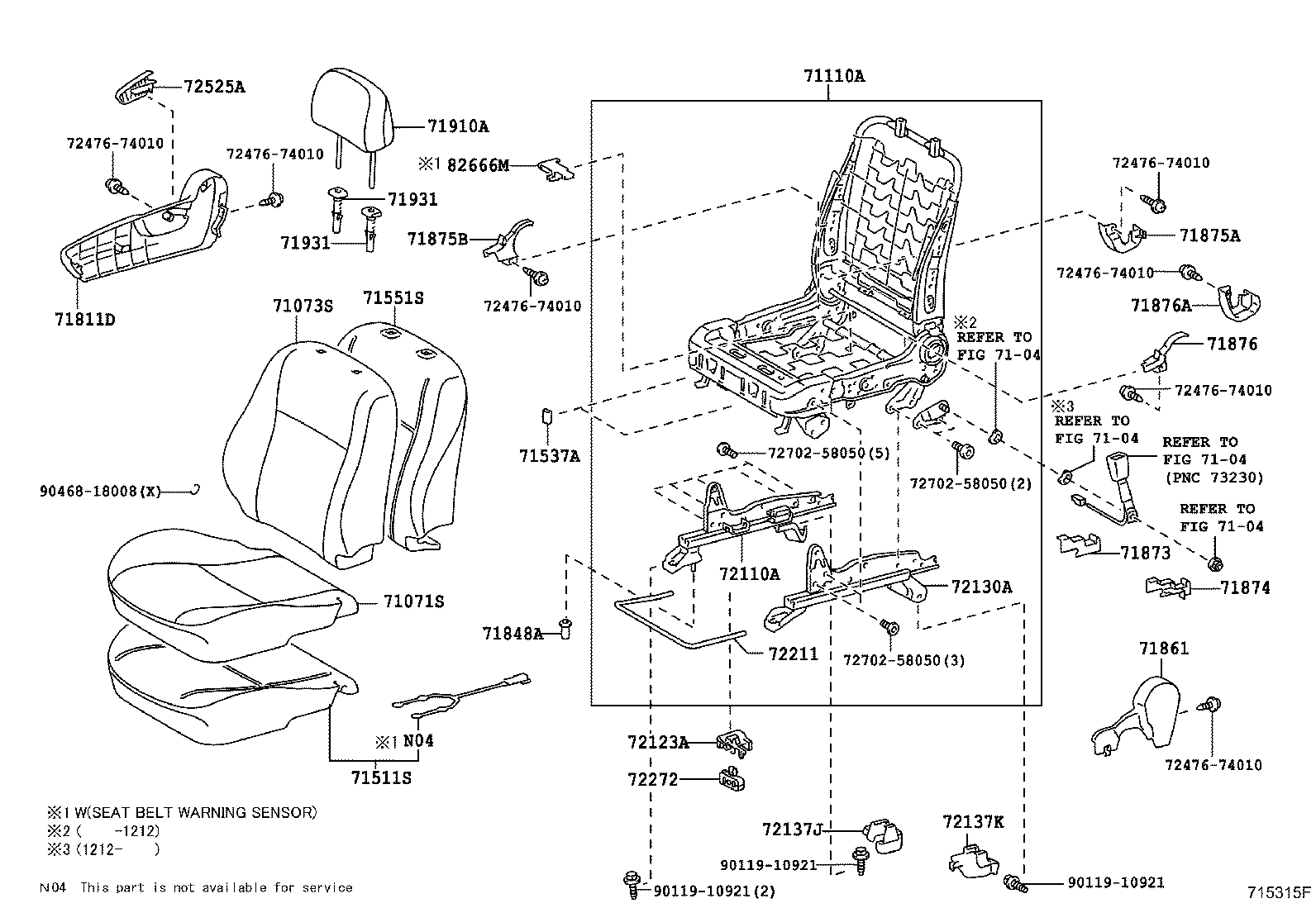 71052-12080 PAD, FRONT SEAT CUSHION, LH (FOR SEPARATE TYPE) product image