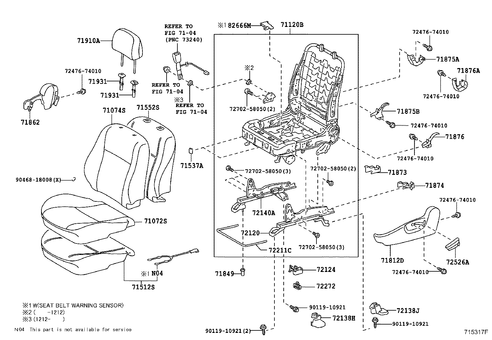 71052-12080 PAD, FRONT SEAT CUSHION, LH (FOR SEPARATE TYPE) product image
