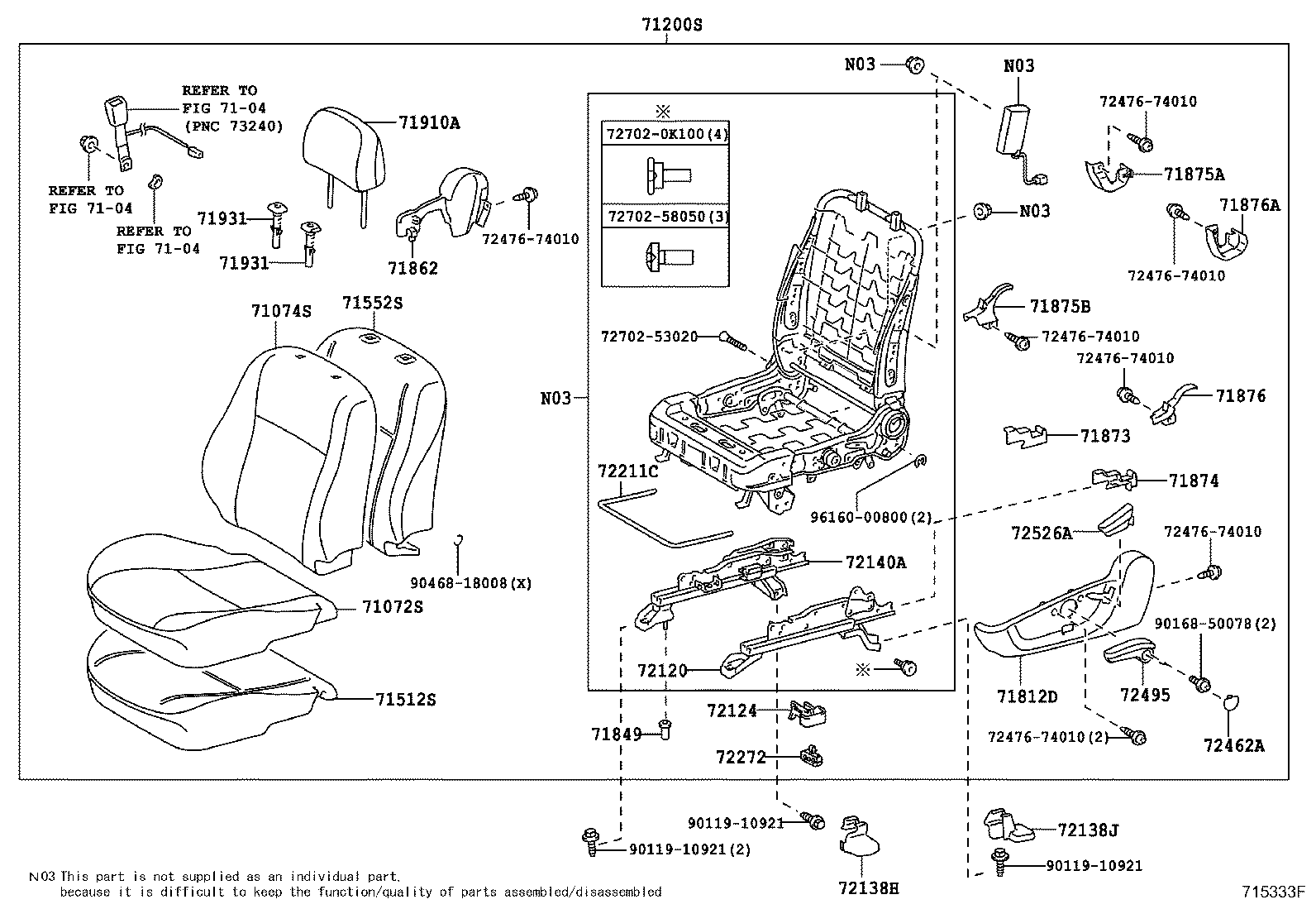 71052-12080 PAD, FRONT SEAT CUSHION, LH (FOR SEPARATE TYPE) product image