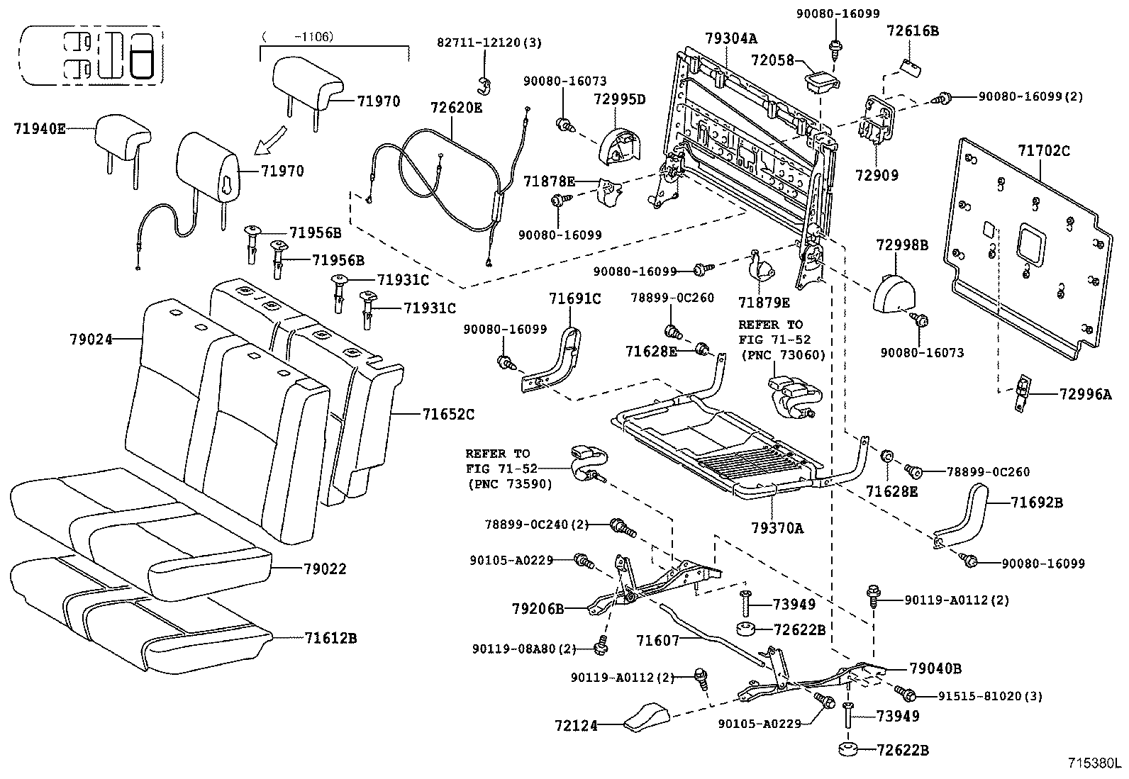 72187-0C010 BRACKET, REAR SEAT product image