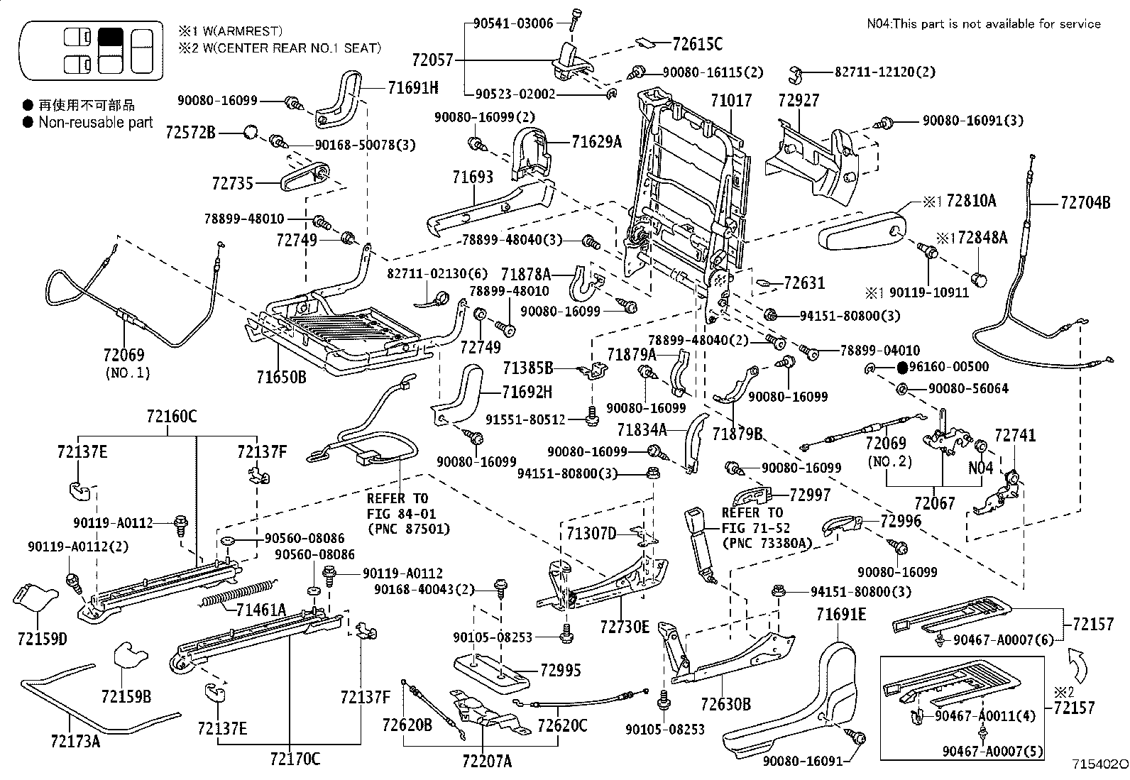 72187-0C010 BRACKET, REAR SEAT product image