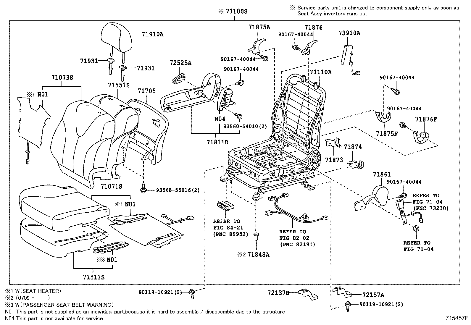 71502-33160 PAD, FRONT SEAT CUSHION, LH (FOR SEPARATE TYPE) product image