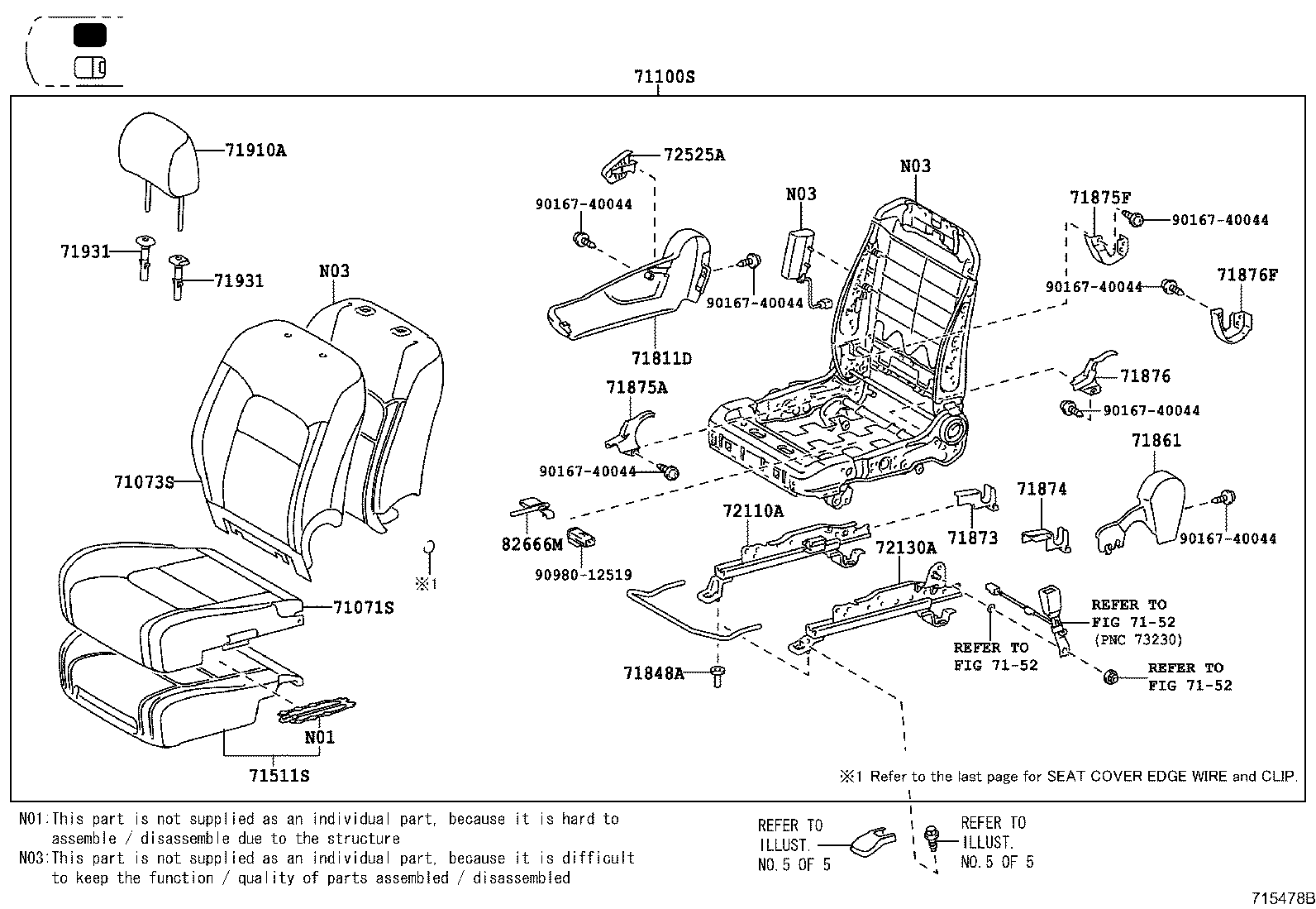 71017-60600 FRAME SUB-ASSY, REAR SEAT BACK, RH product image