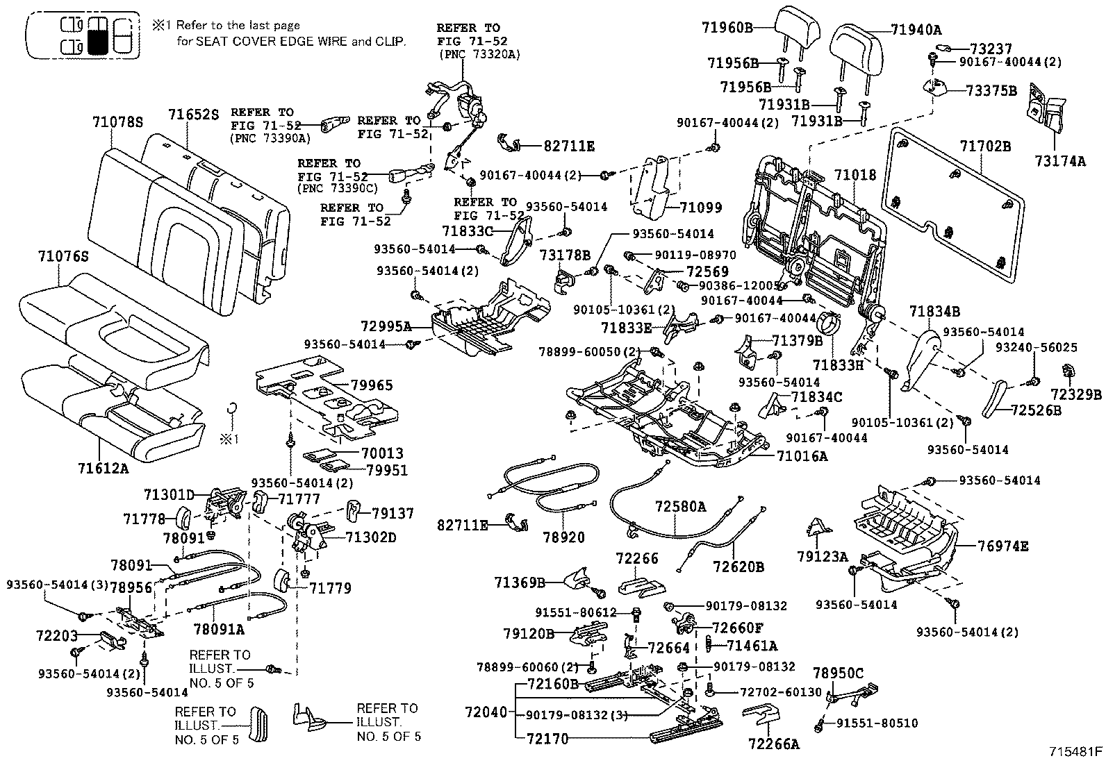 71017-60600 FRAME SUB-ASSY, REAR SEAT BACK, RH product image