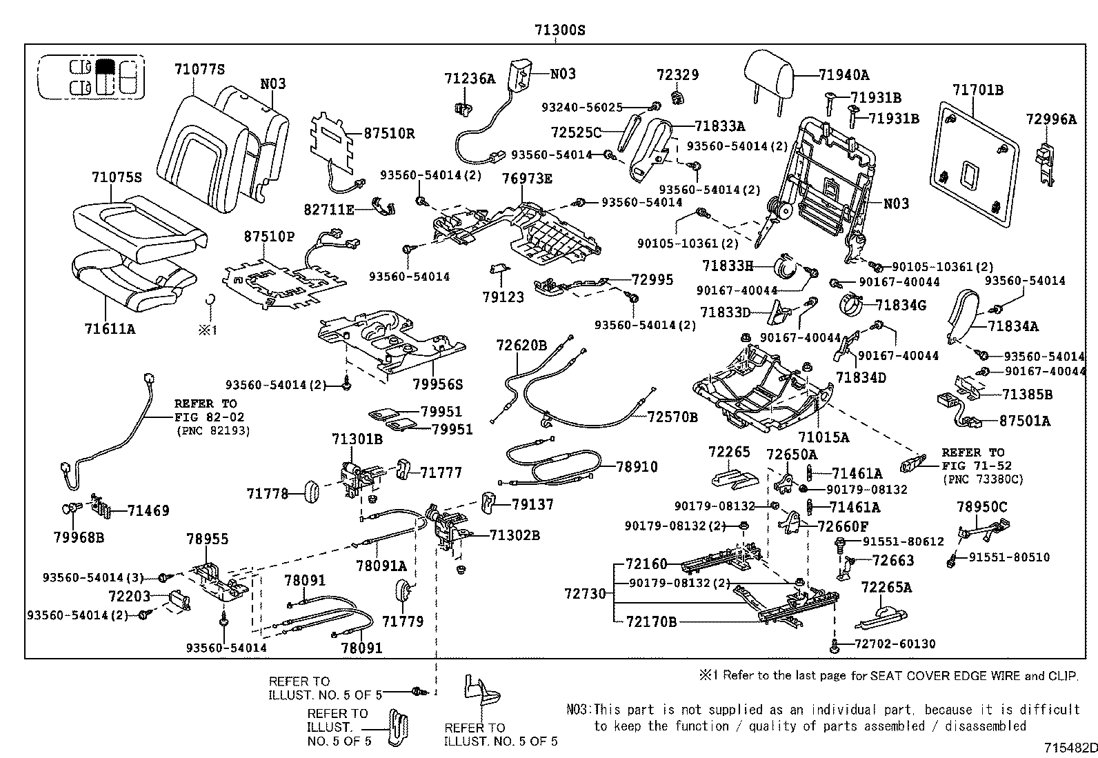 71017-60600 FRAME SUB-ASSY, REAR SEAT BACK, RH product image