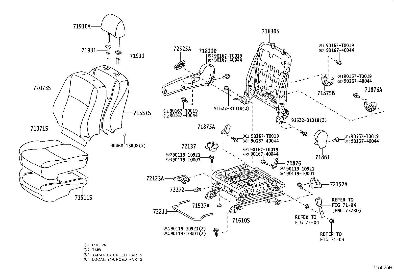 71630-02470 SPRING ASSY, FRONT SEAT BACK, RH(FOR SEPARATE TYPE) product image