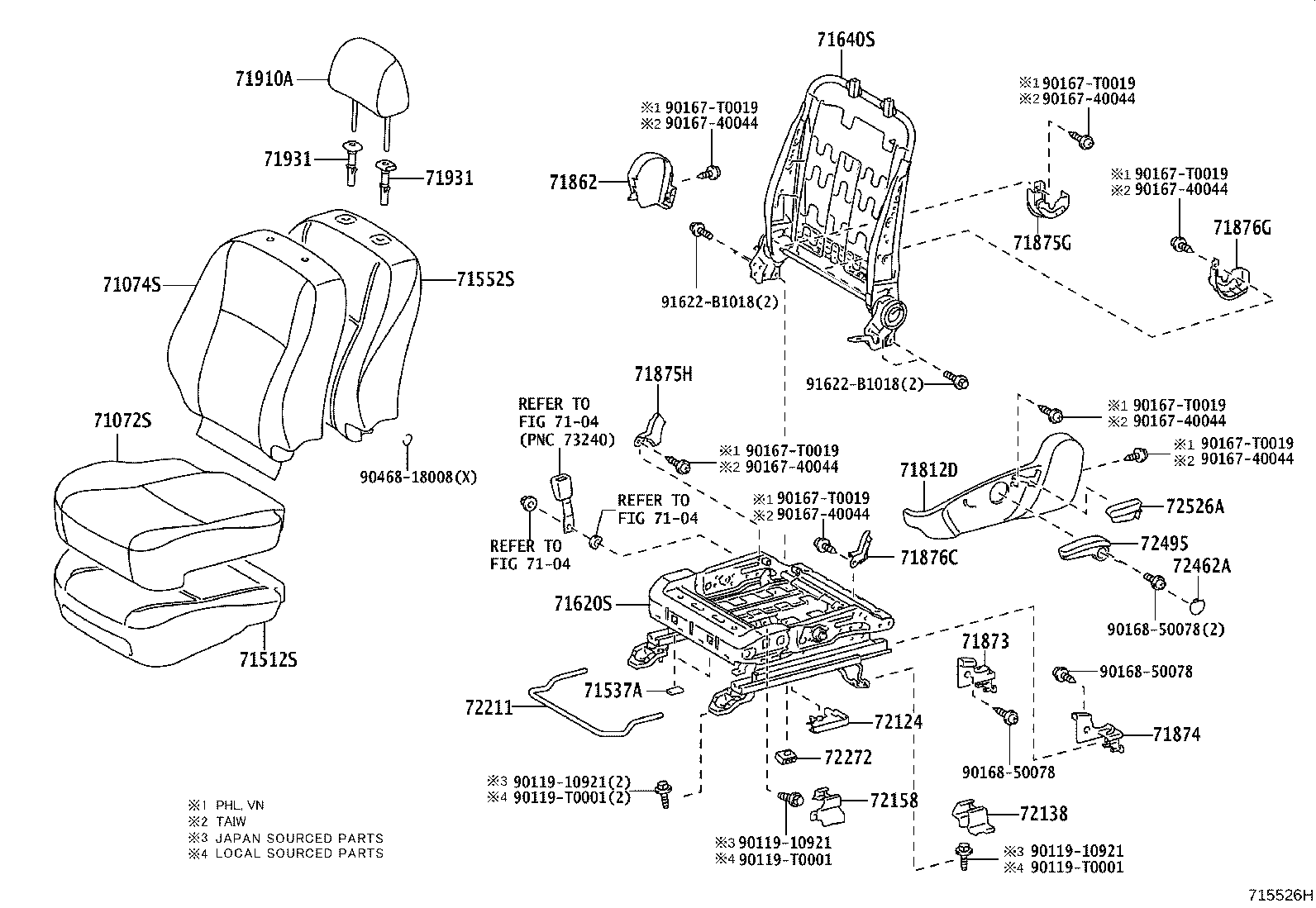 71630-02470 SPRING ASSY, FRONT SEAT BACK, RH(FOR SEPARATE TYPE) product image