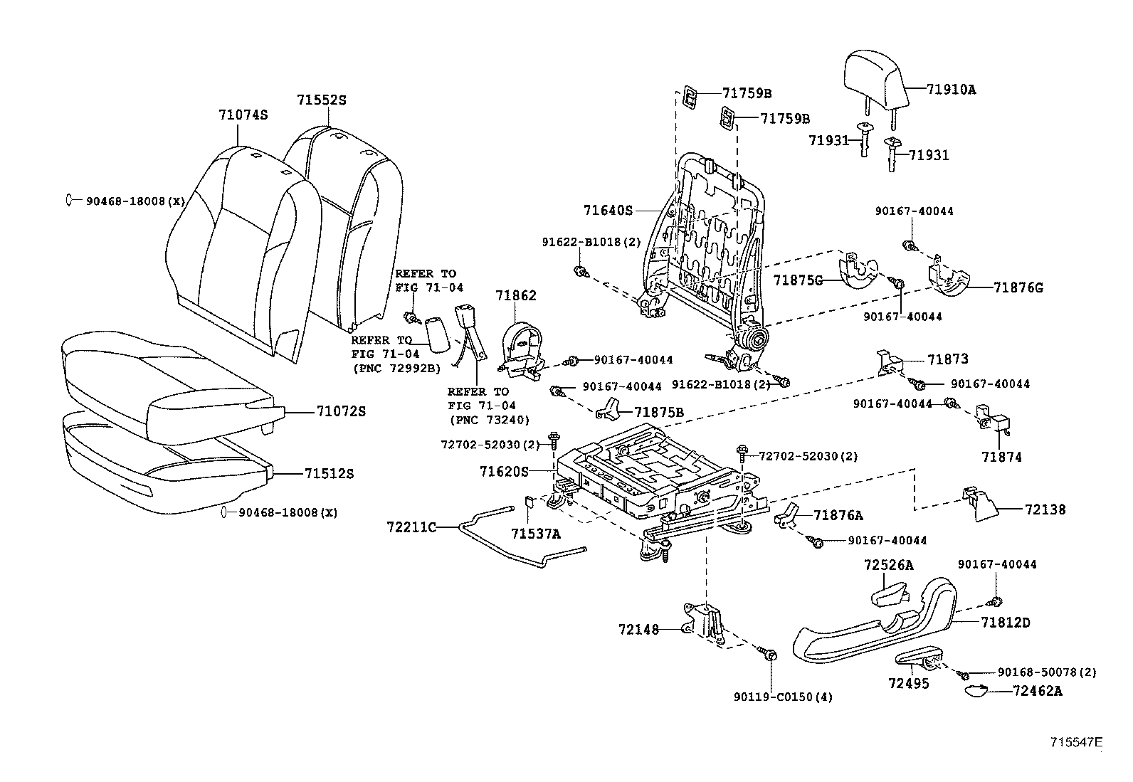 71512-0D080 PAD, FRONT SEAT CUSHION, LH (FOR SEPARATE TYPE) product image