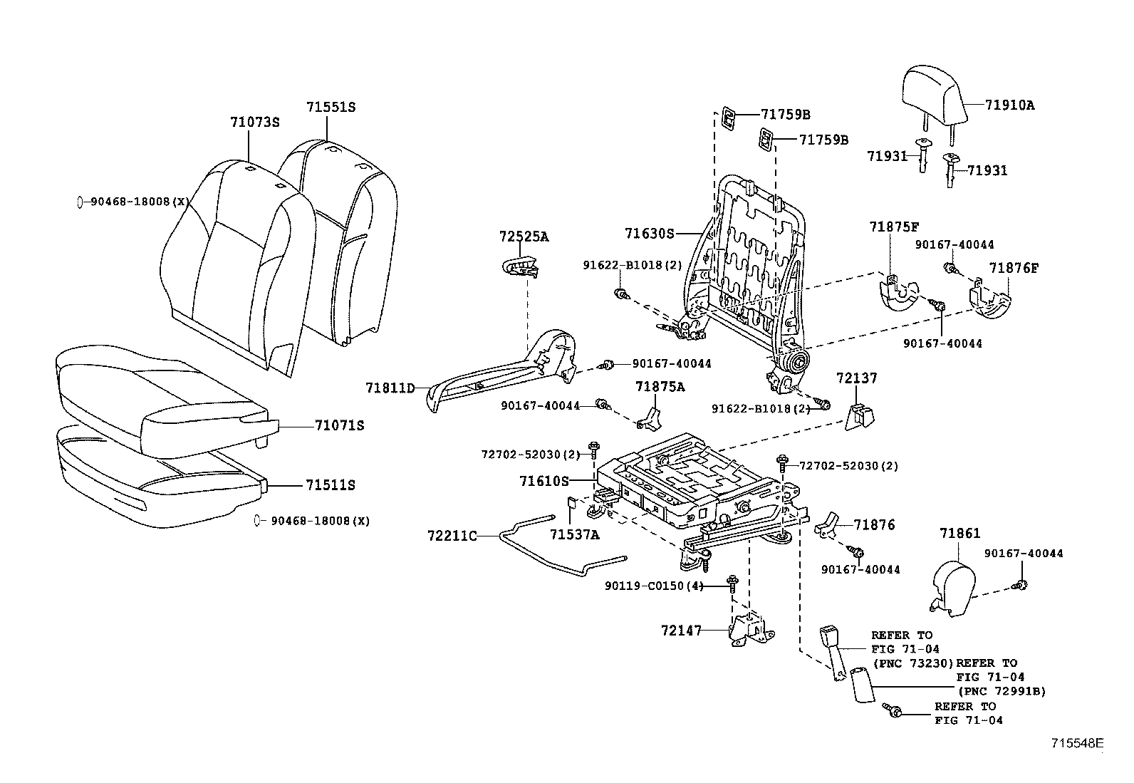 71512-0D080 PAD, FRONT SEAT CUSHION, LH (FOR SEPARATE TYPE) product image