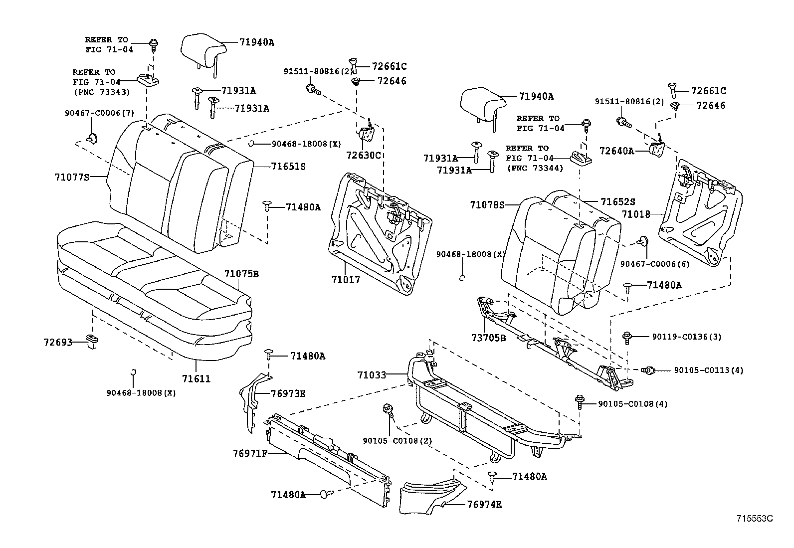 71033-0D050 LEG SUB-ASSY, REAR SEAT CUSHION product image