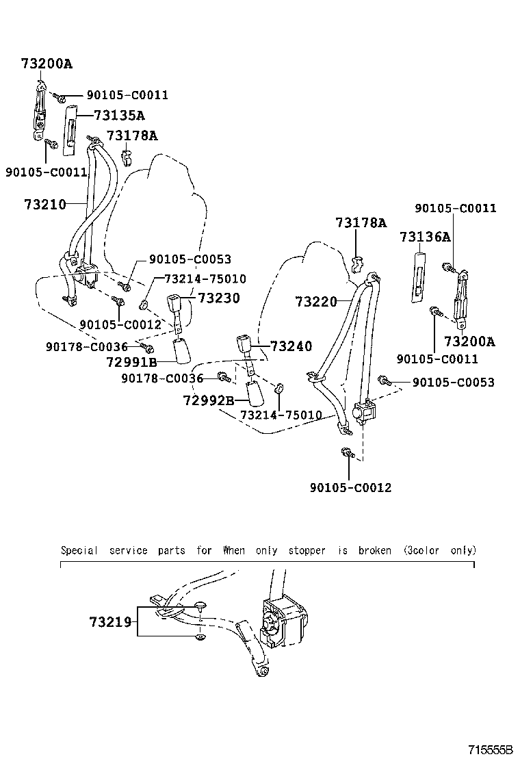 73439-0D020 CUSHION, REAR SEAT BELT RETRACTOR product image