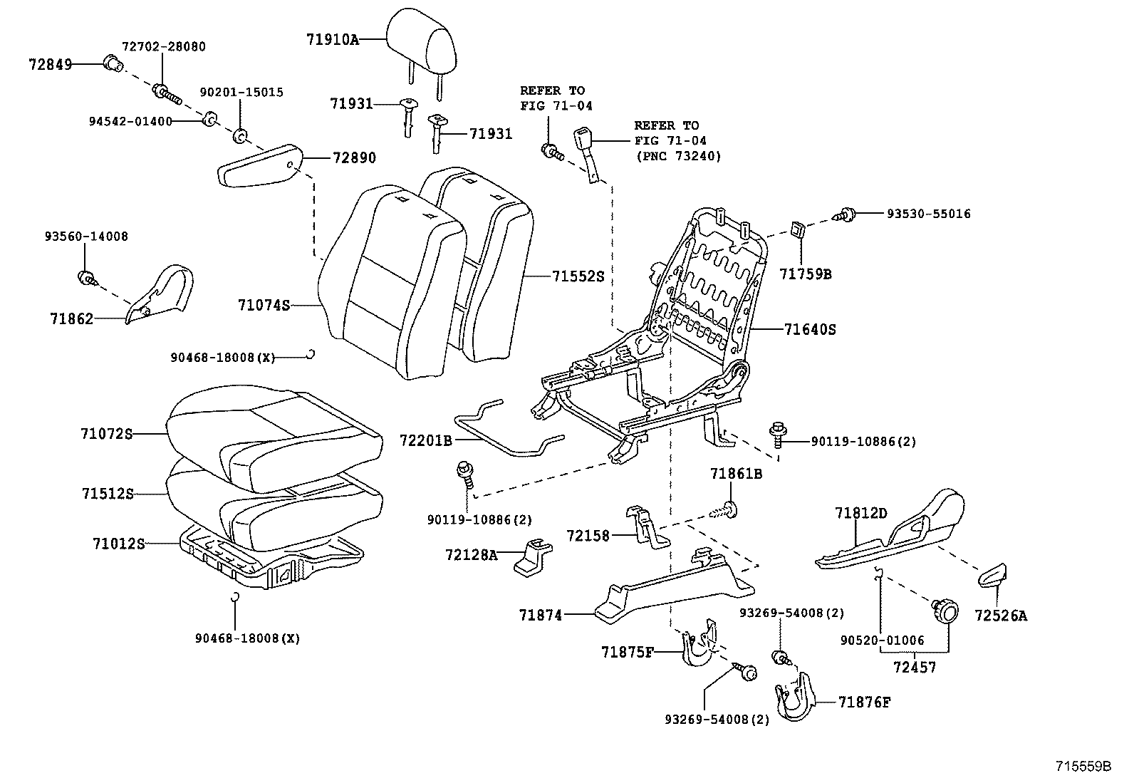 71052-68010 PAD, FRONT SEAT CUSHION, LH (FOR SEPARATE TYPE) product image